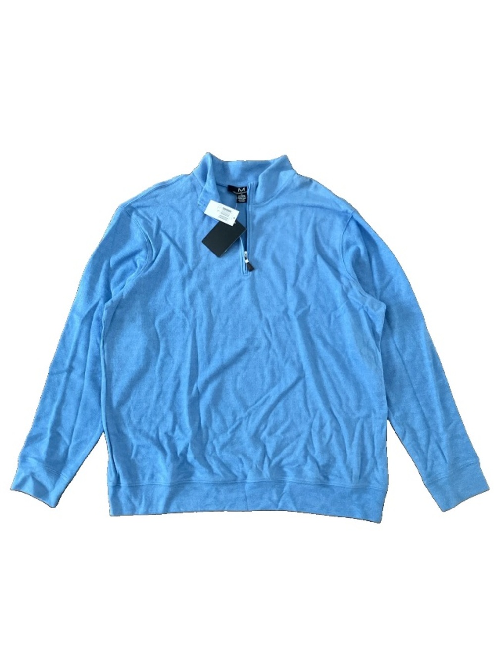 NWT Magaschoni Mens 1/2 Zip Mock Neck Pullover Long Sleeve Blue Soft Knit Top XL